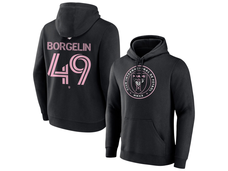 Youth Inter Miami CF Authentic Stack #49 Shanyder Borgelin Pullover Hoodie - Black