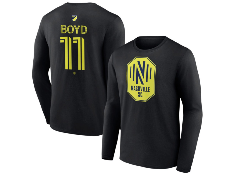 Youth Nashville SC #11 Tyler Boyd Team Authentic Long Sleeve T-Shirt - Black