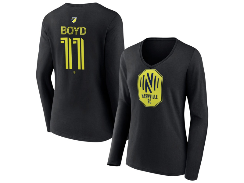 Women's Nashville SC #11 Tyler Boyd Team Authentic Long Sleeve V-Neck T-Shirt - Black