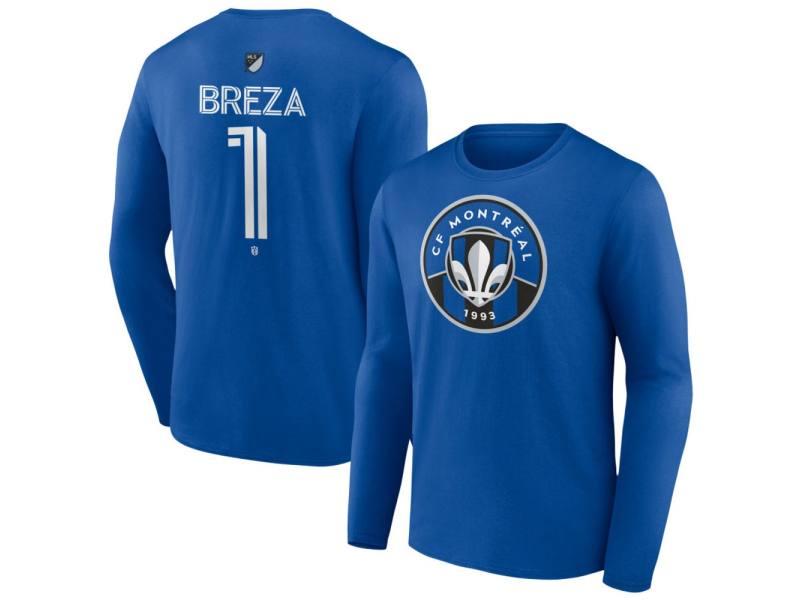 Youth CF Montreal #1 Sebastian Breza Team Authentic Long Sleeve T-Shirt - Royal