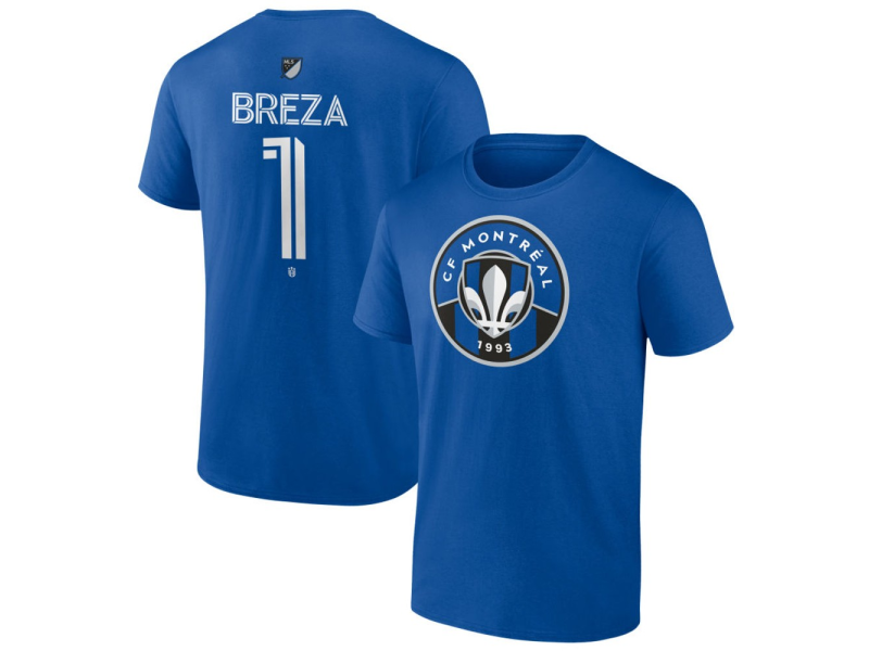 Youth CF Montreal #1 Sebastian Breza Team Authentic T-Shirt - Royal