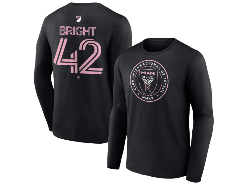 Men's Inter Miami CF Authentic Stack #42 Yannick Bright Long Sleeve T-Shirt - Black