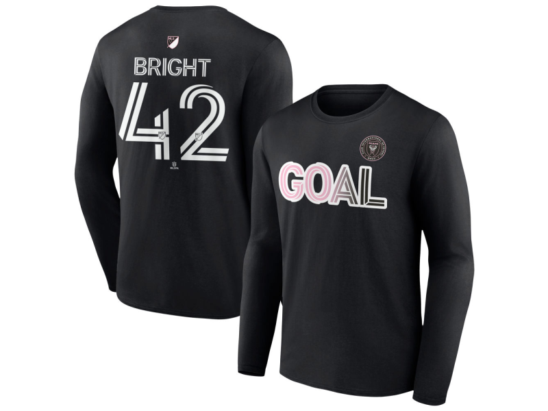 Men's Inter Miami CF Goal #42 Yannick Bright Long Sleeve T-Shirt - Black
