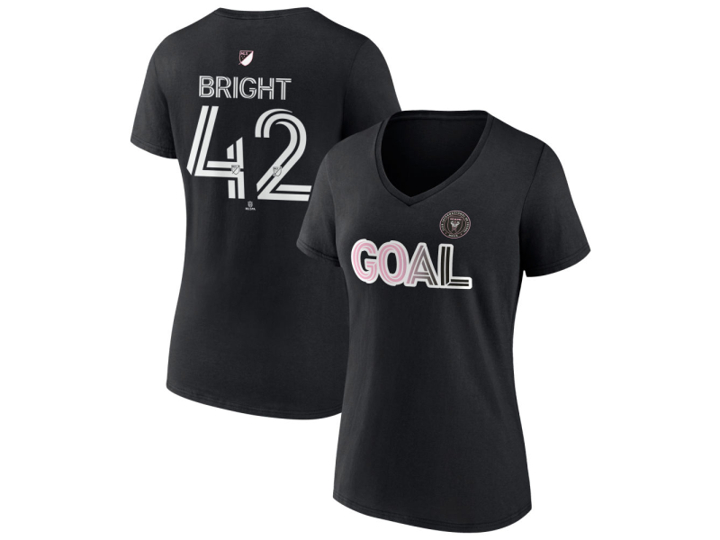 Women's Inter Miami CF Goal #42 Yannick Bright V-Neck T-Shirt - Black