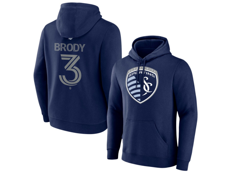 Men's Sporting Kansas City #3 Andrew Brody Team Authentic Pullover Hoodie - Navy