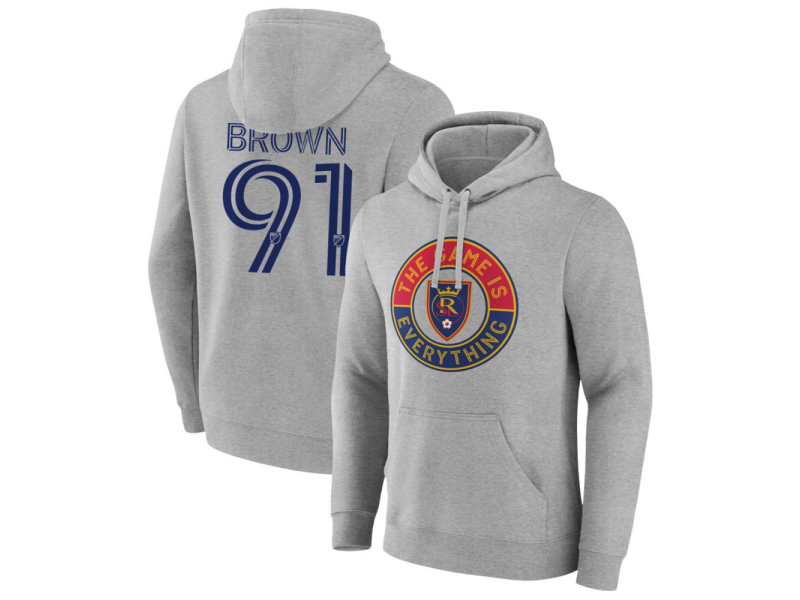 Men's Real Salt Lake The Game Is Everything #91 Javain Brown Pullover Hoodie - Gray