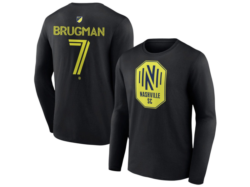 Men's Nashville SC #7 Gaston Brugman Team Authentic Long Sleeve T-Shirt - Black