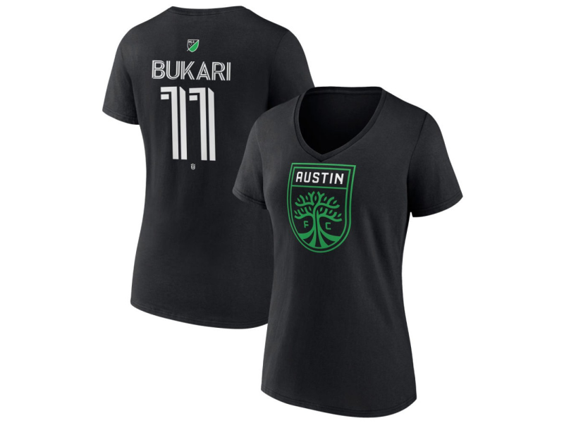 Women's Austin FC #11 Osman Bukari Team Authentic V-Neck T-Shirt - Black