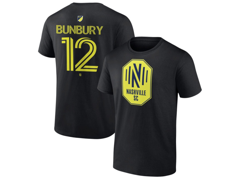 Men's Nashville SC #12 Teal Bunbury Team Authentic T-Shirt - Black