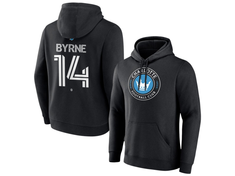 Men's Charlotte FC #14 Nathan Byrne Team Authentic Pullover Hoodie - Black