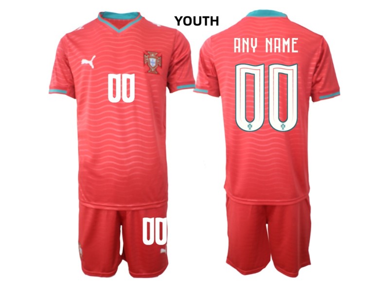 Youth Custom Portugal 2026 World Cup Home Fan Jersey - Red