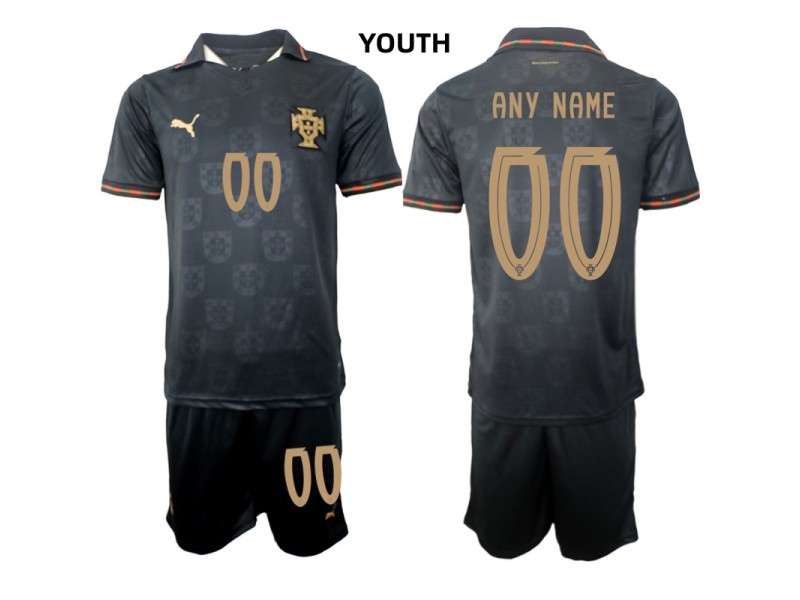 Youth Custom Portugal 2026 World Cup Special Edition Away Fan Jersey - Black