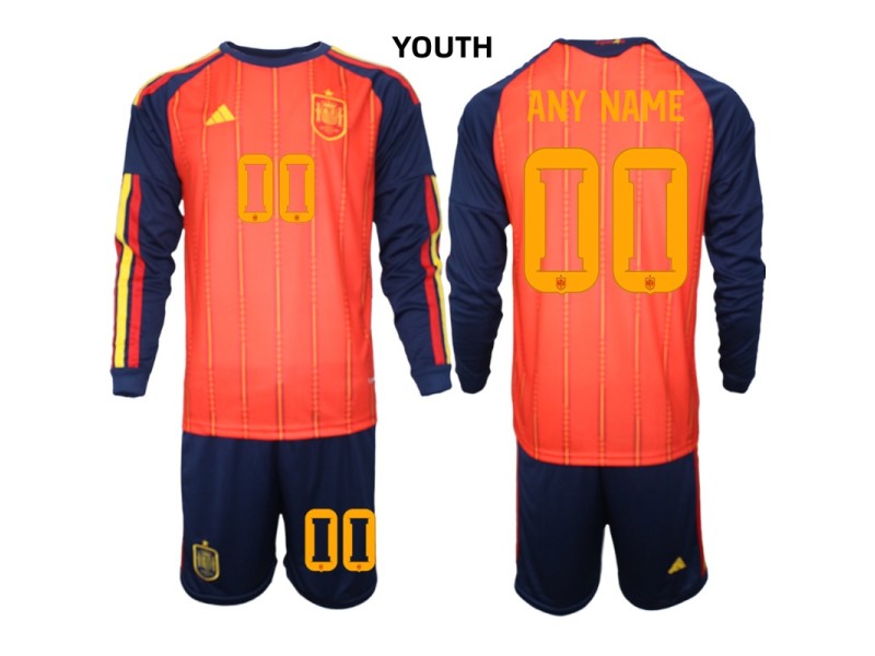 Youth Custom Spain 2026 World Cup Home Fan Jersey - Red
