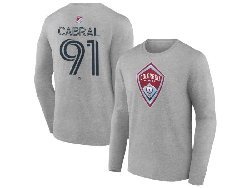 Men's Colorado Rapids #91 Kevin Cabral Team Authentic Long Sleeve T-Shirt - Gray