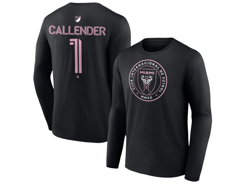 Men's Inter Miami CF Authentic Stack #1 Drake Callender Long Sleeve T-Shirt - Black