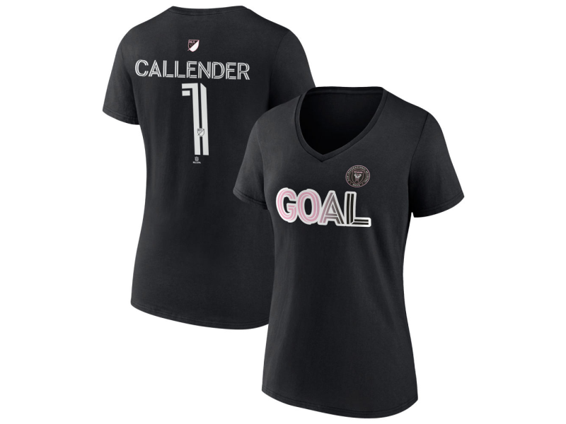 Women's Inter Miami CF Goal #1 Drake Callender V-Neck T-Shirt - Black