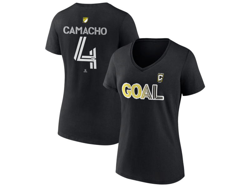 Women's Columbus Crew Goal #4 Rudy Camacho V-Neck T-Shirt - Black
