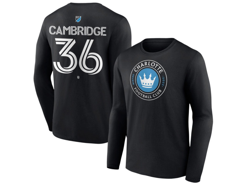 Men's Charlotte FC #36 Brandon Cambridge Team Authentic Long Sleeve T-Shirt - Black