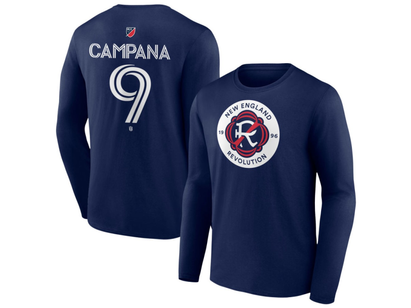 Men's New England Revolution #9 Leonardo Campana Team Authentic Long Sleeve T-Shirt - Navy
