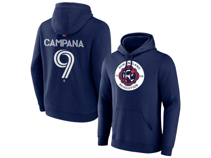 Men's New England Revolution #9 Leonardo Campana Team Authentic Pullover Hoodie - Navy