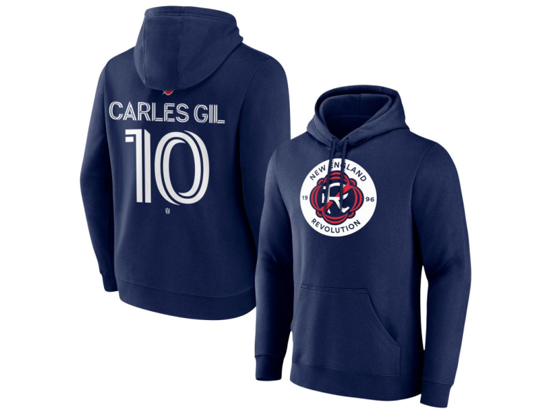 Men's New England Revolution #10 Carles Gil Team Authentic Pullover Hoodie - Navy