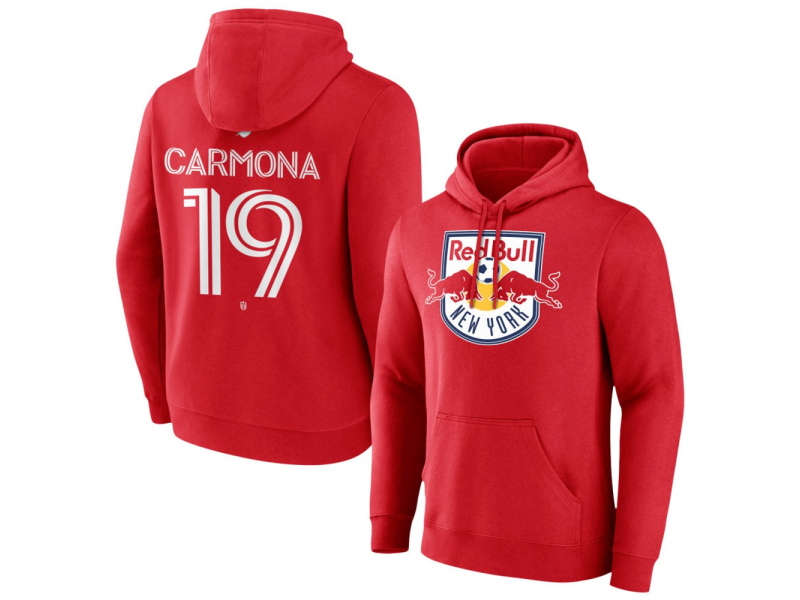 Men's New York Red Bulls #19 Wikelman Carmona Team Authentic Pullover Hoodie - Red