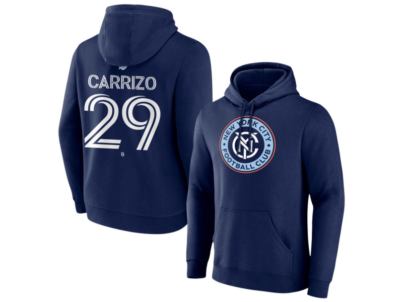 Men's New York City FC #29 Maximo Carrizo Team Authentic Pullover Hoodie - Navy