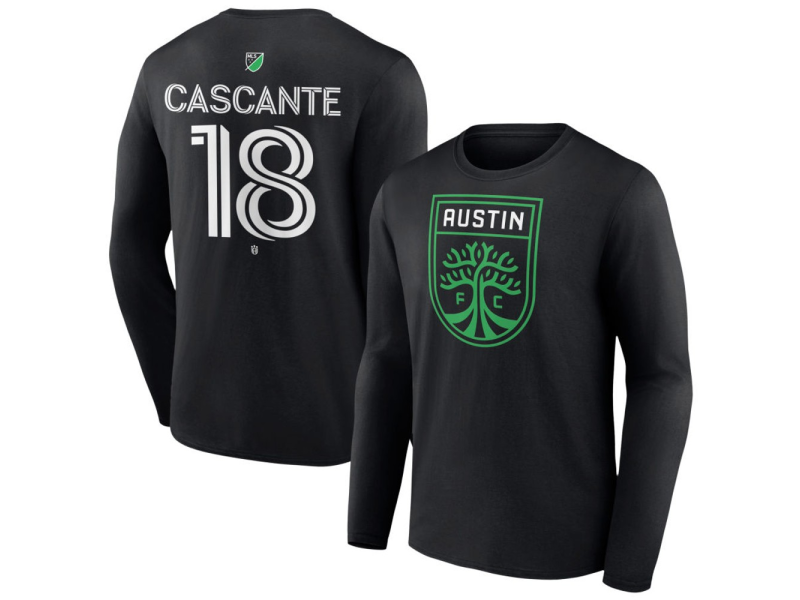 Youth Austin FC #18 Julio Cascante Team Authentic Long Sleeve T-Shirt - Black