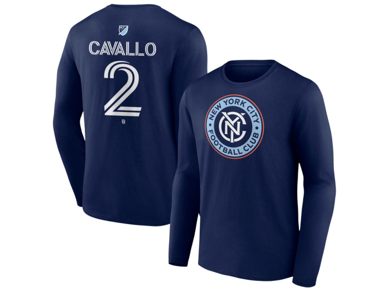 Men's New York City FC #2 Nico Cavallo Team Authentic Long Sleeve T-Shirt - Navy