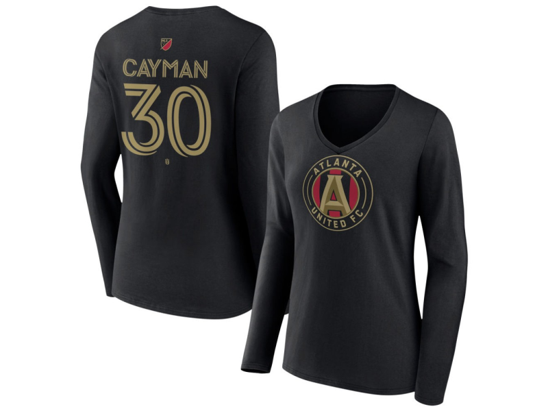 Women's Atlanta United FC #30 Cayman Togashi Team Authentic Long Sleeve V-Neck T-Shirt - Black