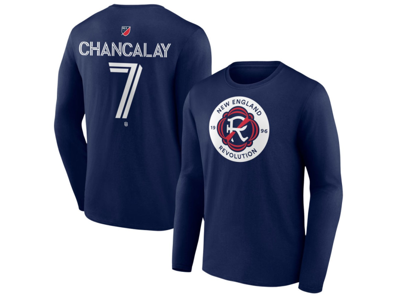 Youth New England Revolution #7 Tomas Chancalay Team Authentic Long Sleeve T-Shirt - Navy