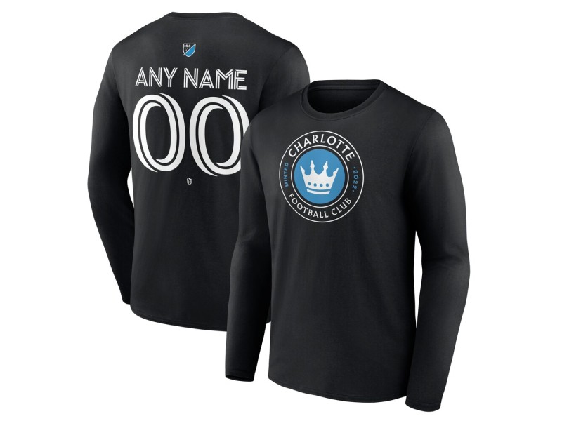 Youth Charlotte FC Custom Team Authentic Long Sleeve T-Shirt - Black
