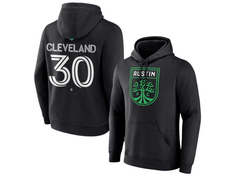 Men's Austin FC #30 Stefan Cleveland Team Authentic Pullover Hoodie - Black