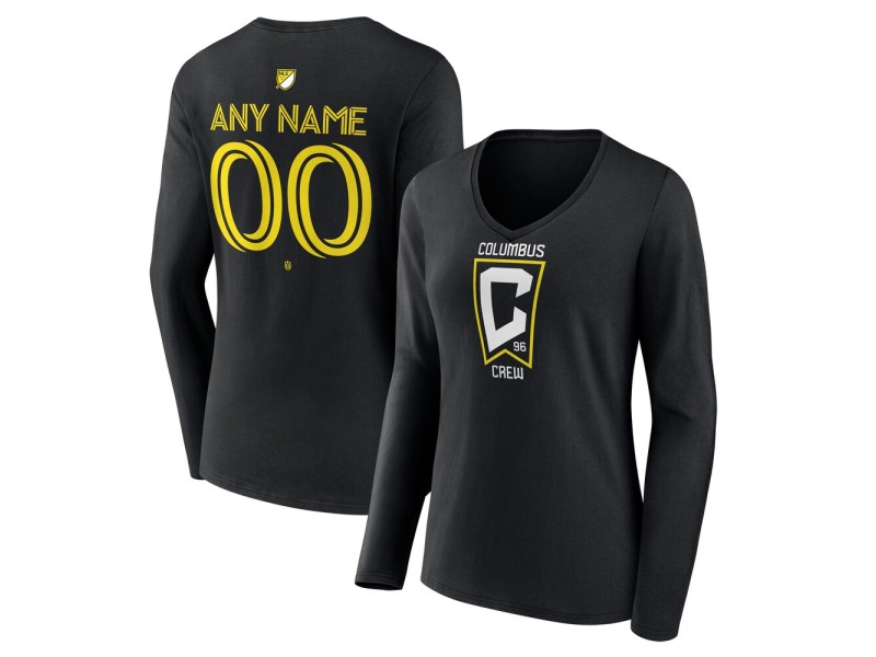Women's Columbus Crew Custom Team Authentic Long Sleeve V-Neck T-Shirt - Black