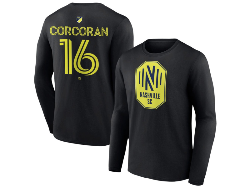 Men's Nashville SC #16 Matt Corcoran Team Authentic Long Sleeve T-Shirt - Black
