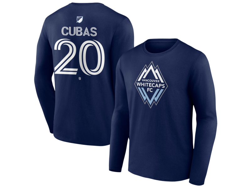 Youth Vancouver Whitecaps FC #20 Andres Cubas Team Authentic Long Sleeve T-Shirt - Navy