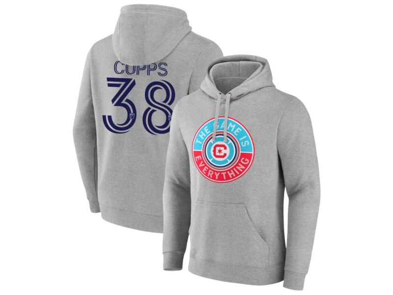 Men's Chicago Fire The Game Is Everything #38 Christopher Cupps Pullover Hoodie - Gray