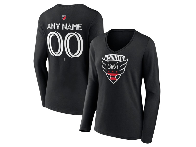 Women's D.C. United Custom Team Authentic Long Sleeve V-Neck T-Shirt - Black