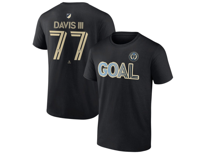 Men's Philadelphia Union Goal #77 Eddy Davis III T-Shirt - Black