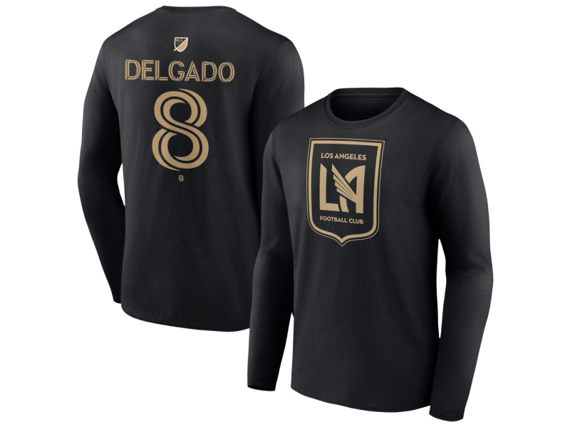 Youth LAFC #8 Mark Delgado Team Authentic Long Sleeve T-Shirt - Black