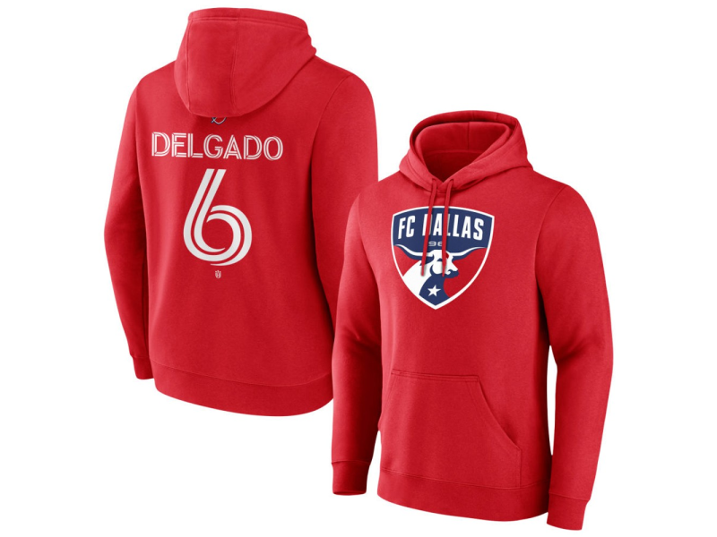 Men's FC Dallas #6 Patrickson Delgado Team Authentic Pullover Hoodie - Red