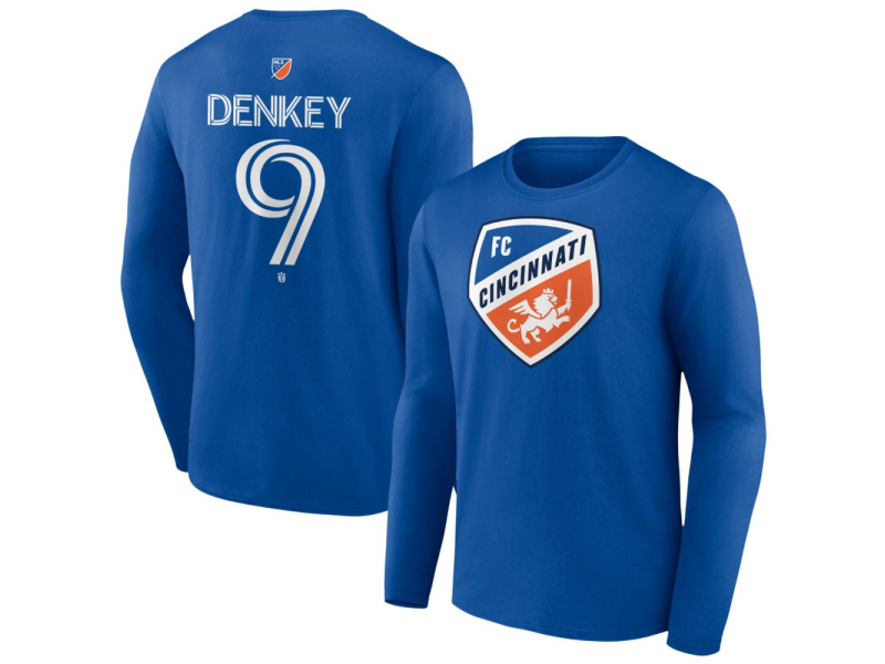 Youth FC Cincinnati #9 Kevin Denkey Team Authentic Long Sleeve T-Shirt - Royal