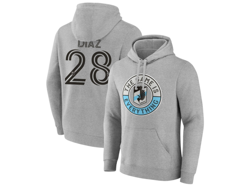 Men's Minnesota United FC The Game Is Everything #28 Jefferson Diaz Pullover Hoodie - Gray