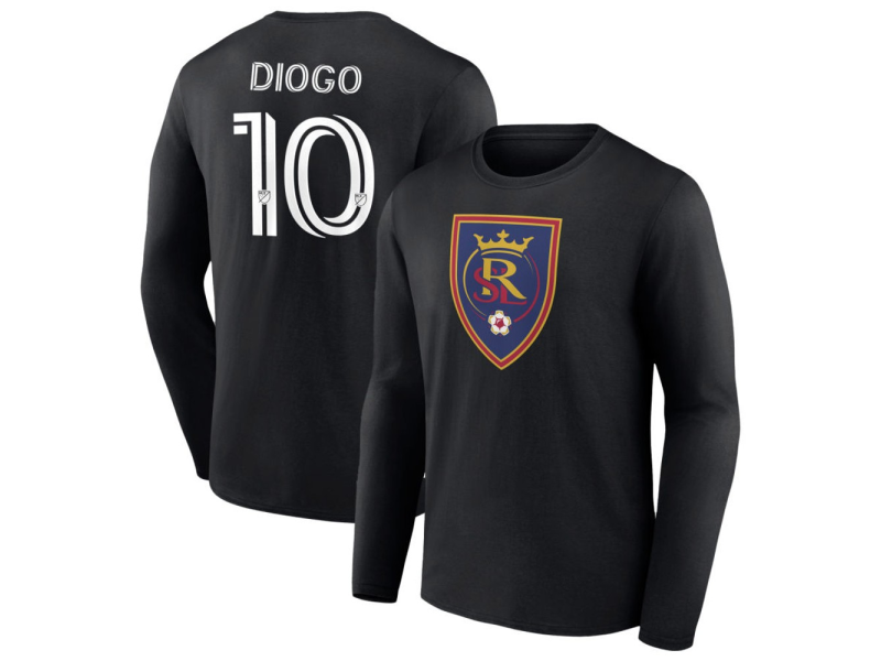 Men's Real Salt Lake #10 Diogo Goncalves Long Sleeve T-Shirt - Black