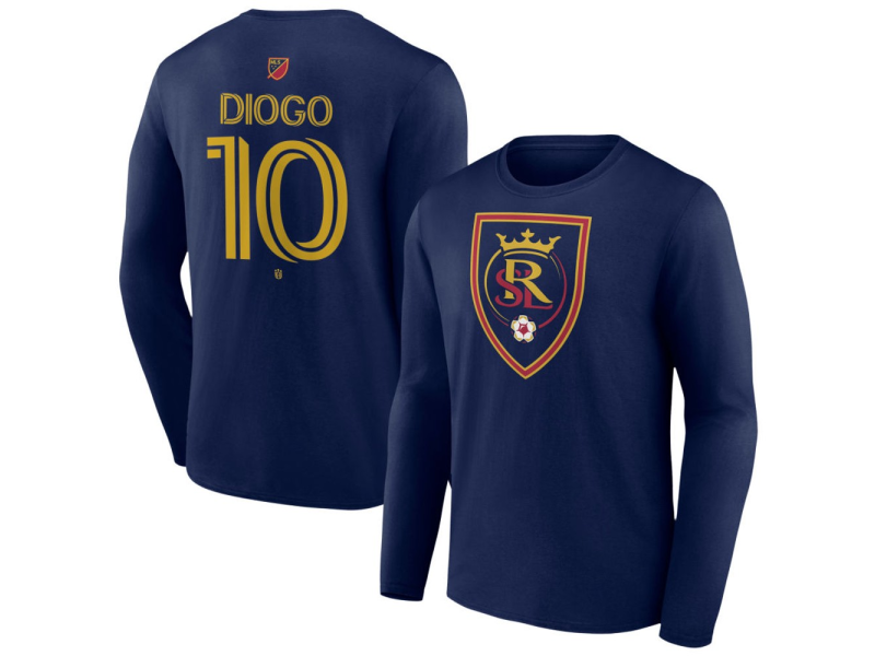 Men's Real Salt Lake #10 Diogo Goncalves Team Authentic Long Sleeve T-Shirt - Navy