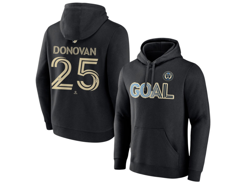 Men's Philadelphia Union Goal #25 Chris Donovan Pullover Hoodie - Black
