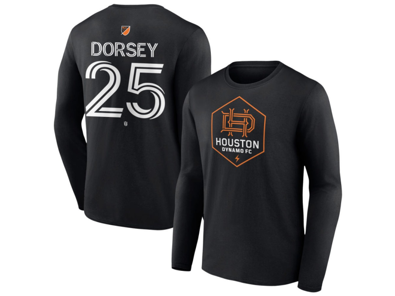 Youth Houston Dynamo FC Authentic Stack #25 Griffin Dorsey Long Sleeve T-Shirt - Black