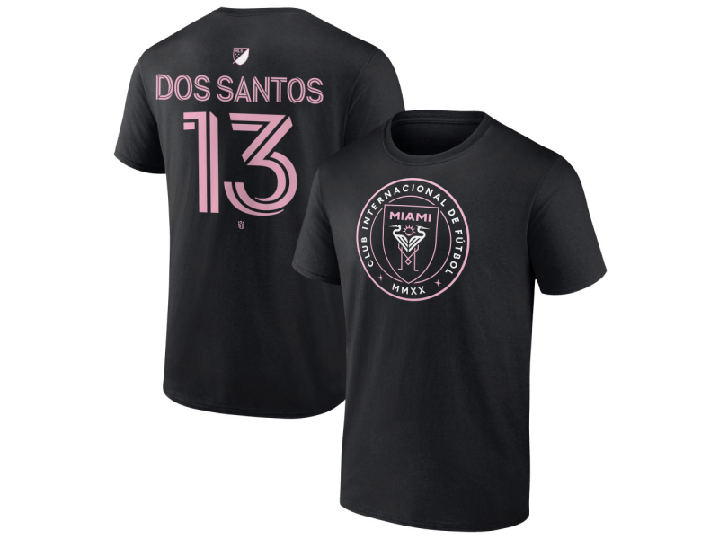 Men's Inter Miami CF Authentic Stack #13 CJ Dos Santos T-Shirt - Black