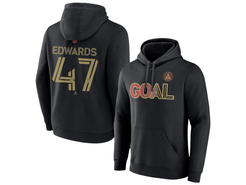 Men's Atlanta United FC Goal #47 Matt Edwards Pullover Hoodie - Black