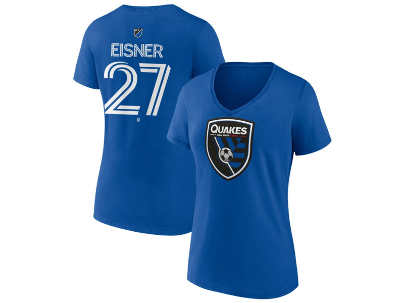Women's San Jose Earthquakes #27 Wilson Eisner Team Authentic V-Neck T-Shirt - Royal